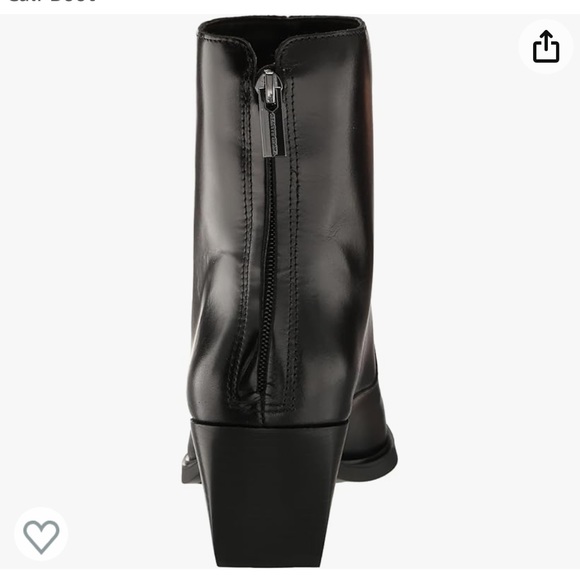 Vince Camuto Bootie Stacked Heel Pump Shoes Black Napa Leather Mid Calf Boot new - Picture 5 of 6